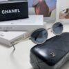 Chanel 2025 New Arrival Women's Oval Sunglasses, French Retro Stylish Design, Slimming Narrow Frame with Sparkling Metal Trim for Round Faces, Elegant European-American Style
