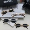 Chanel 2025 New Arrival Women's Oval Sunglasses, French Retro Stylish Design, Slimming Narrow Frame with Sparkling Metal Trim for Round Faces, Elegant European-American Style