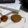 Chanel 2025 New Arrival Women's Oval Sunglasses, French Vintage Style, Flattering for Round Faces, Slim Metallic Frame, Elegant and Trendy
