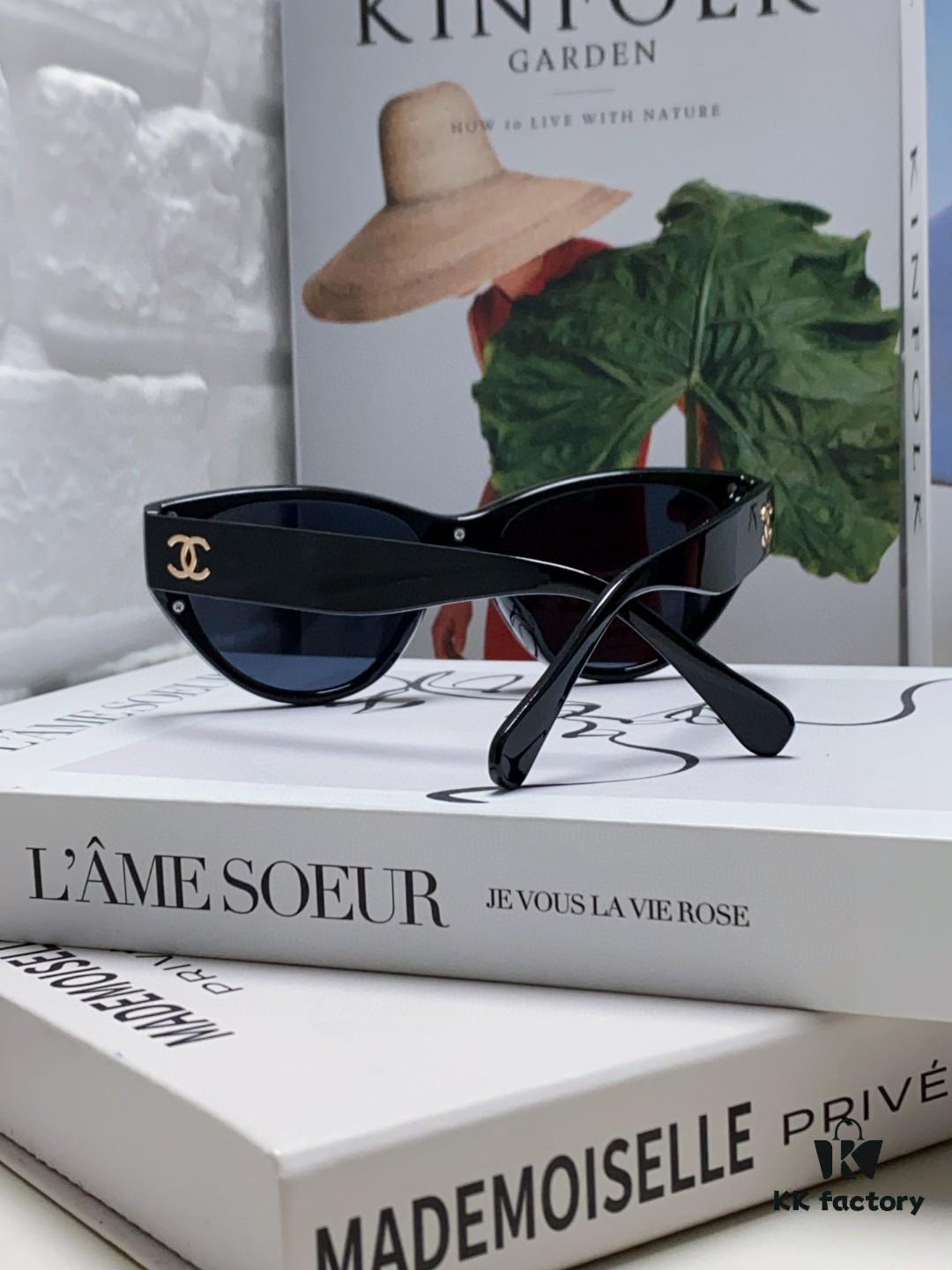 Chanel 24SS New Arrival Oval Women's Sunglasses with Double C Logo Design