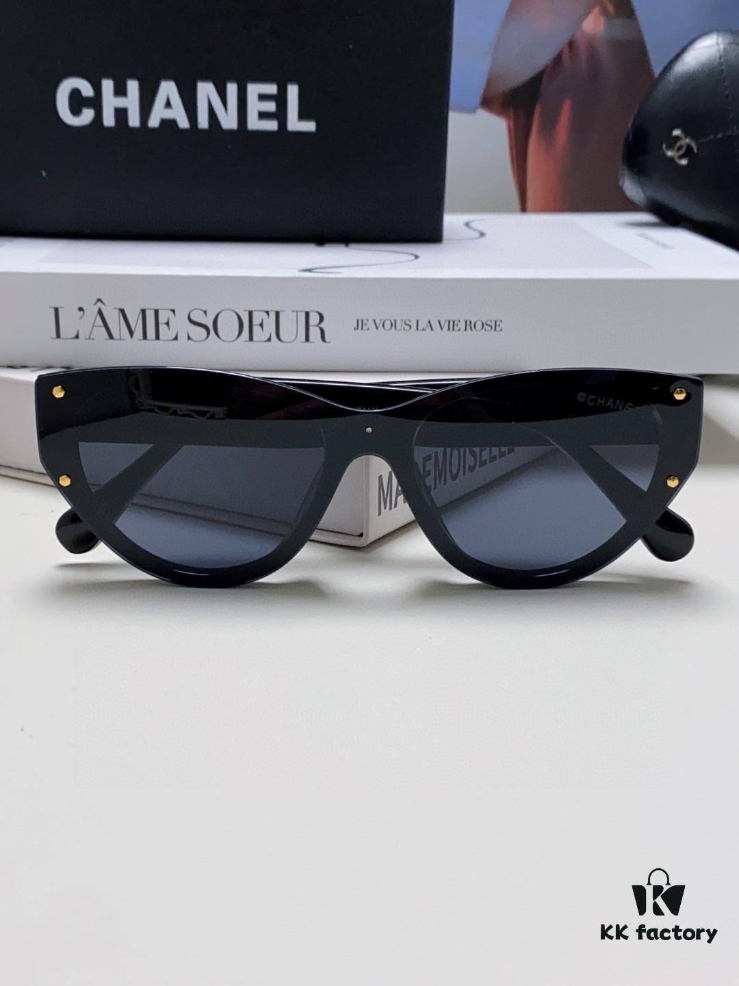 Chanel 24SS New Arrival Oval Women's Sunglasses with Double C Logo Design