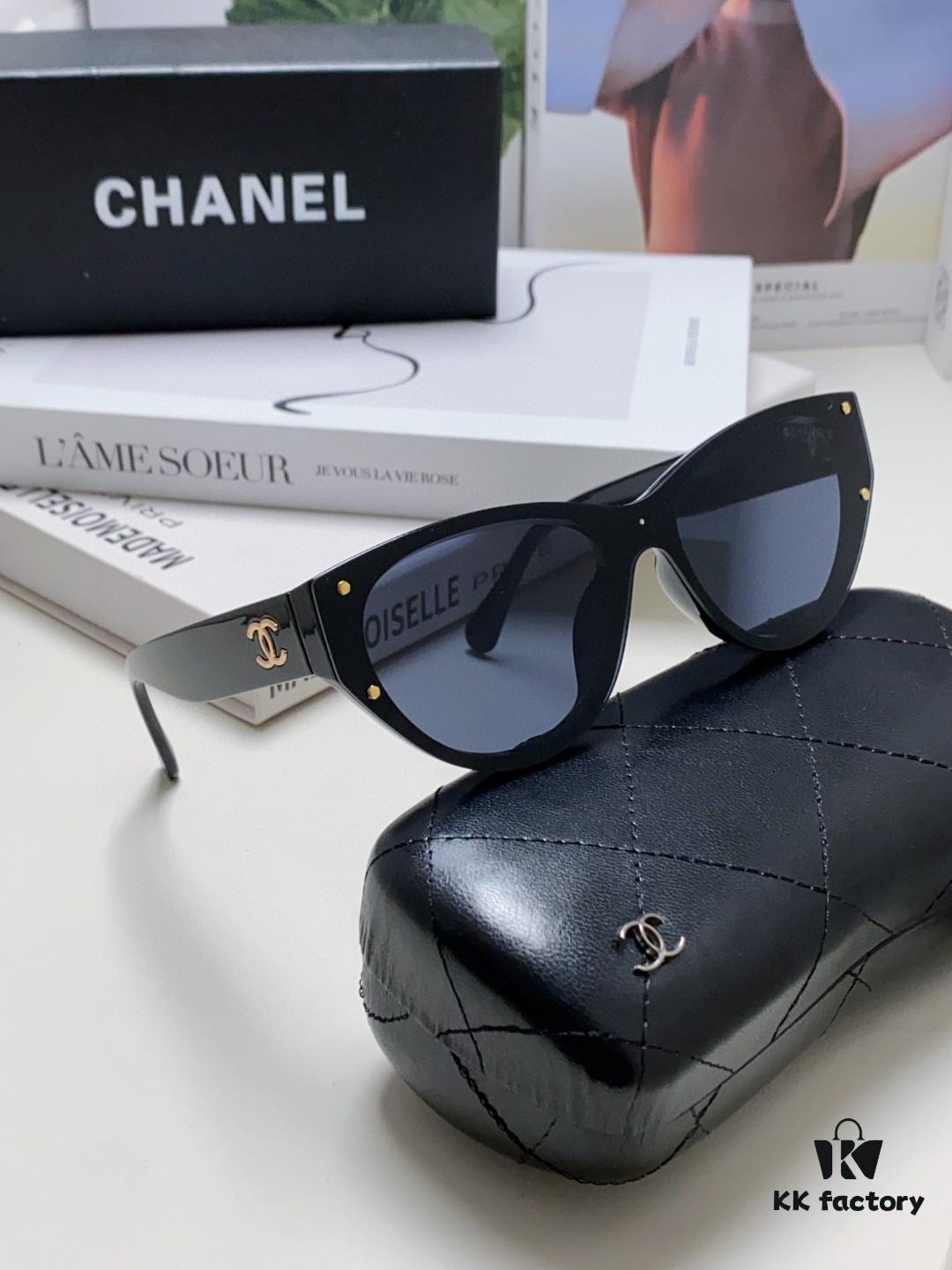 Chanel 24SS New Arrival Oval Women's Sunglasses with Double C Logo Design