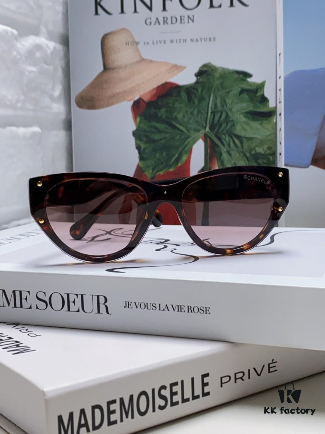 Chanel 24SS New Arrival Oval Women's Sunglasses with Double C Logo Design