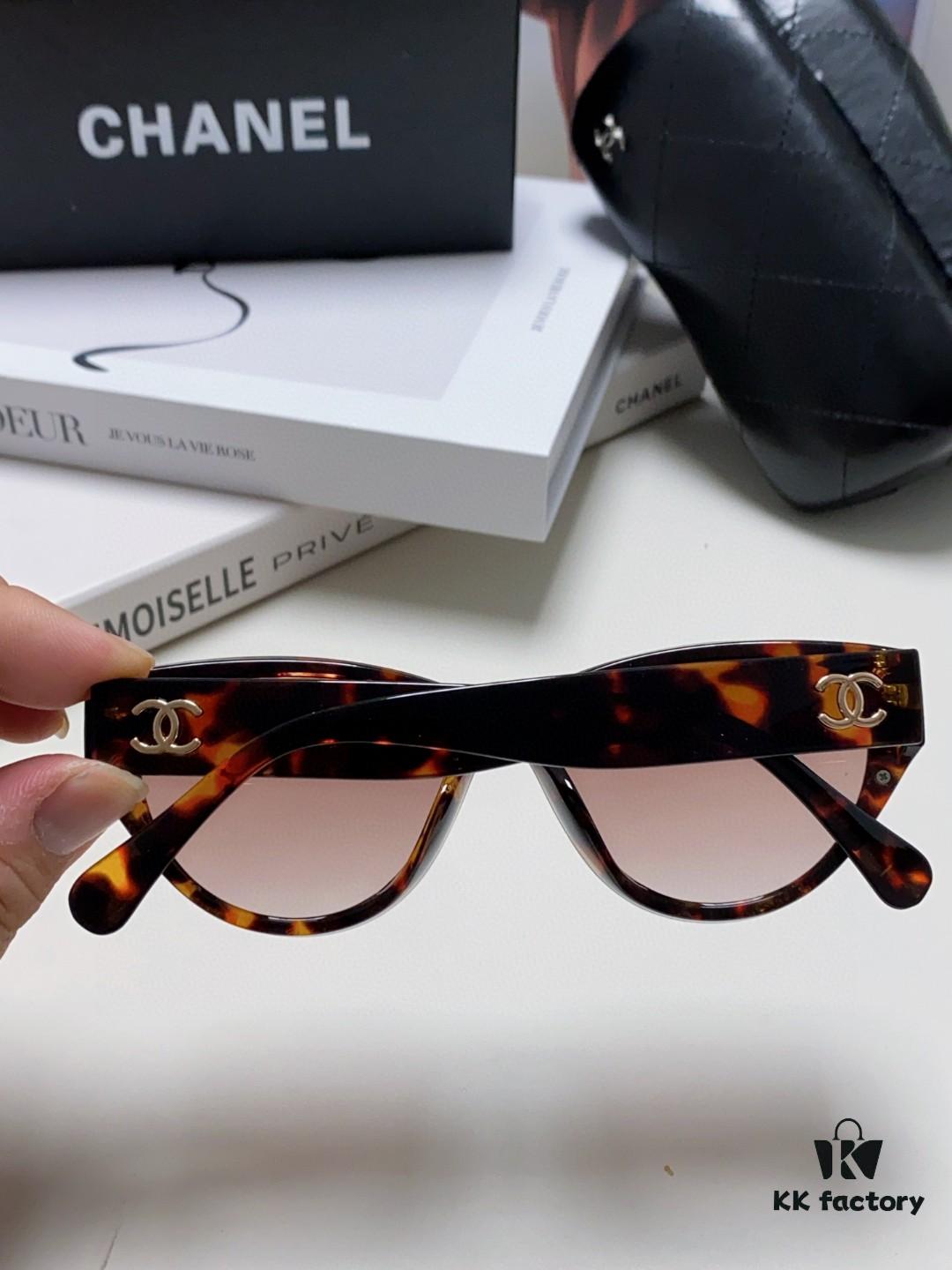 Chanel 24SS New Arrival Oval Women's Sunglasses with Double C Logo Design