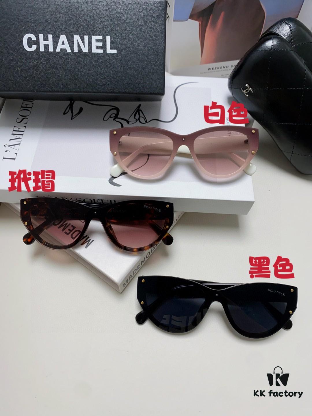 Chanel 24SS New Arrival Oval Women's Sunglasses with Double C Logo Design