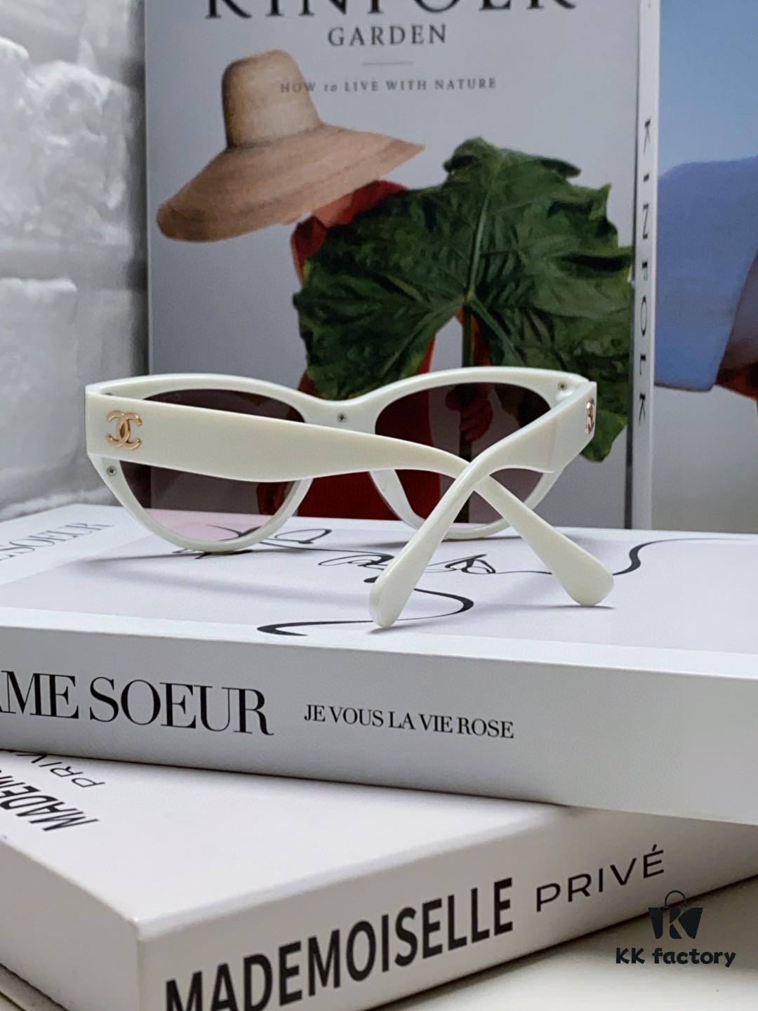 Chanel 24SS New Arrival Elegant Oval Women's Sunglasses with Double C Logo Design