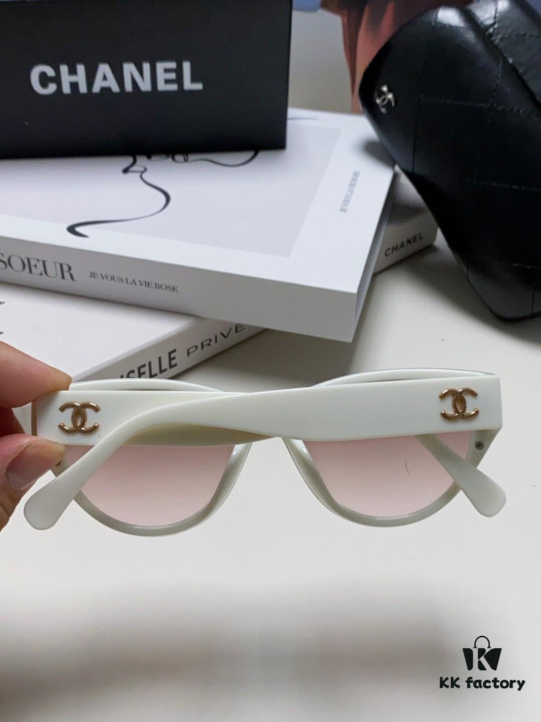 Chanel 24SS New Arrival Elegant Oval Women's Sunglasses with Double C Logo Design