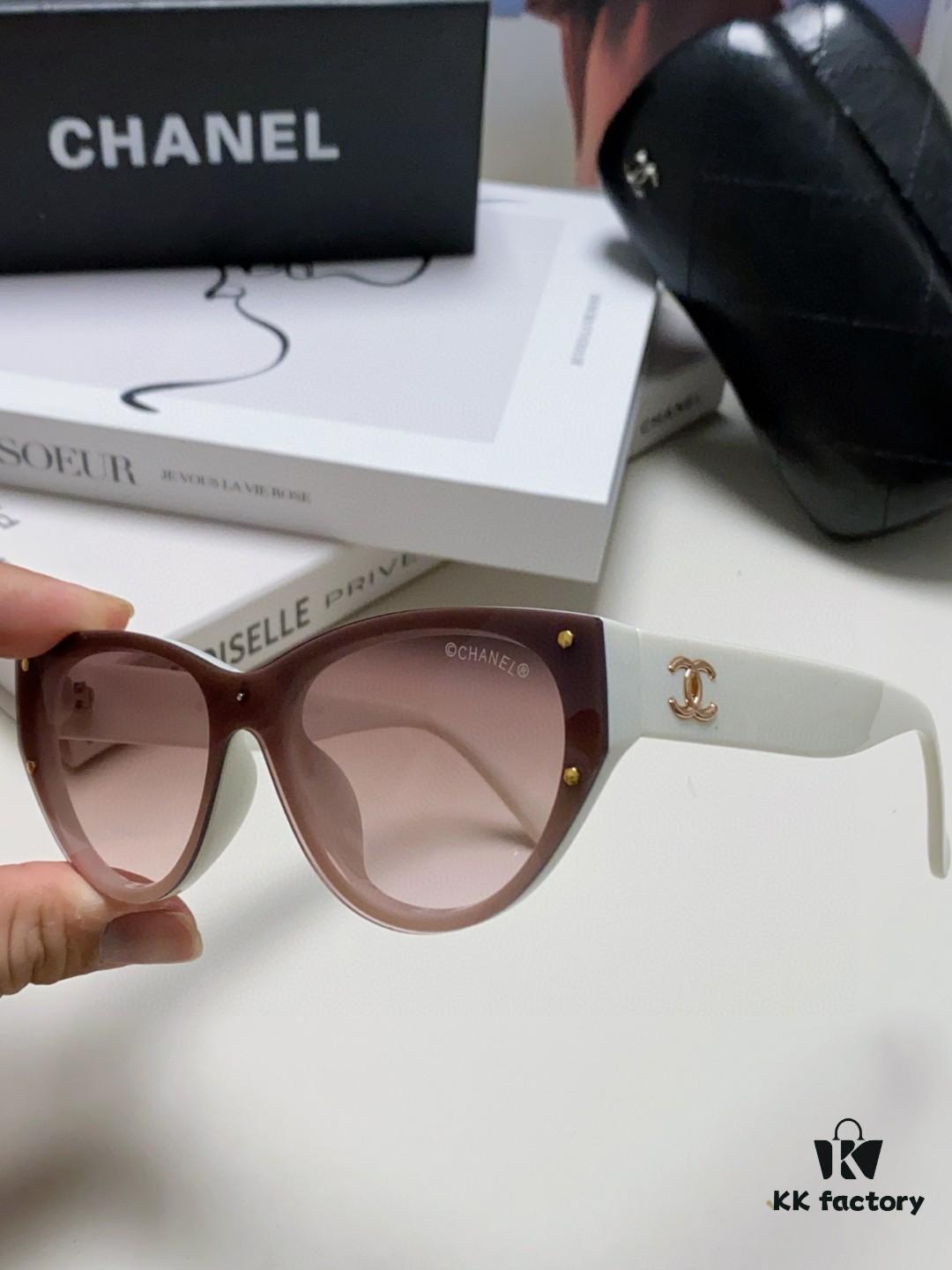 Chanel 24SS New Arrival Elegant Oval Women's Sunglasses with Double C Logo Design