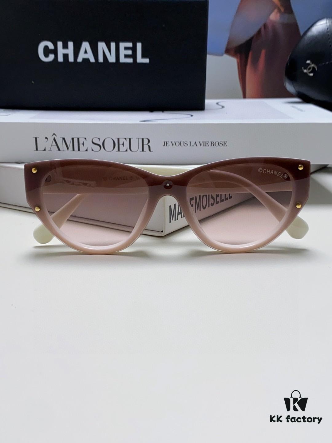Chanel 24SS New Arrival Elegant Oval Women's Sunglasses with Double C Logo Design