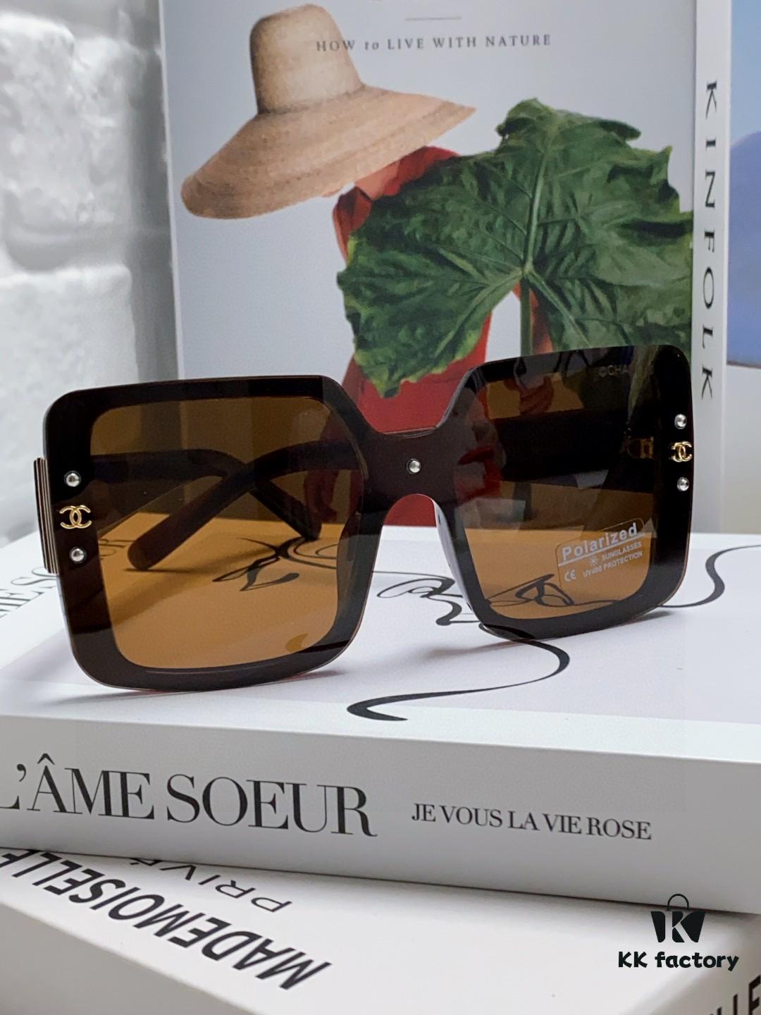 Chanel 2025 New Arrival Fashionable High-End Women's Polarized Sunglasses, Oversized Frame Driving Sunglasses