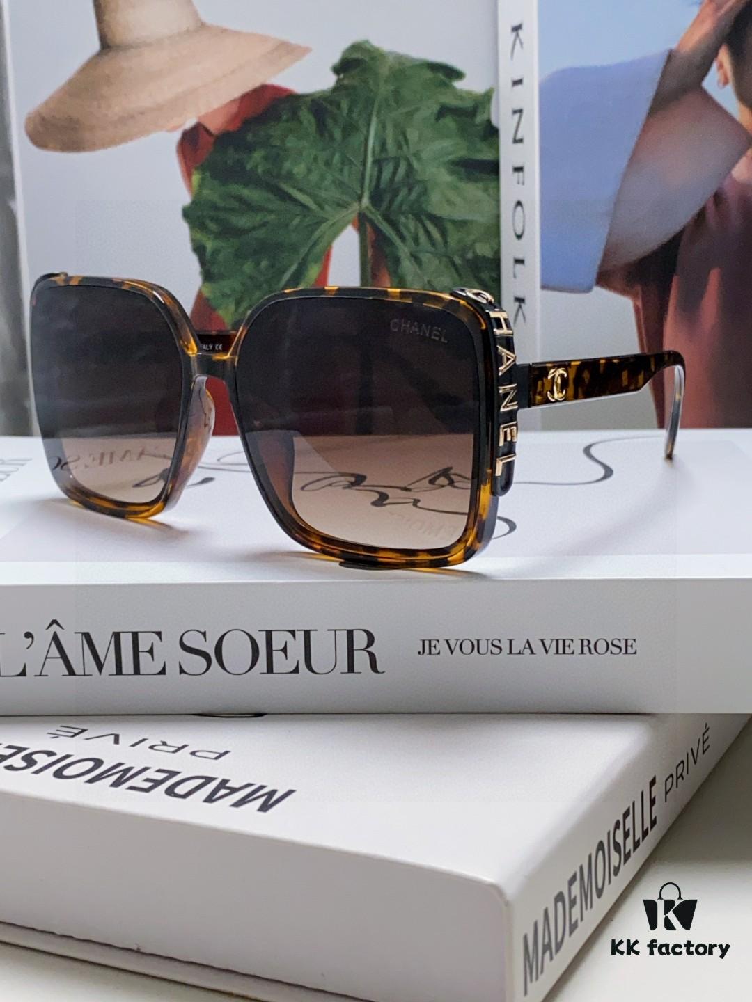 Chanel 2025 New Arrival Fashion Sunglasses for Women UV Protection Korean Style Trendy Square Frame Oversized Sunglasses Summer Sun Protection