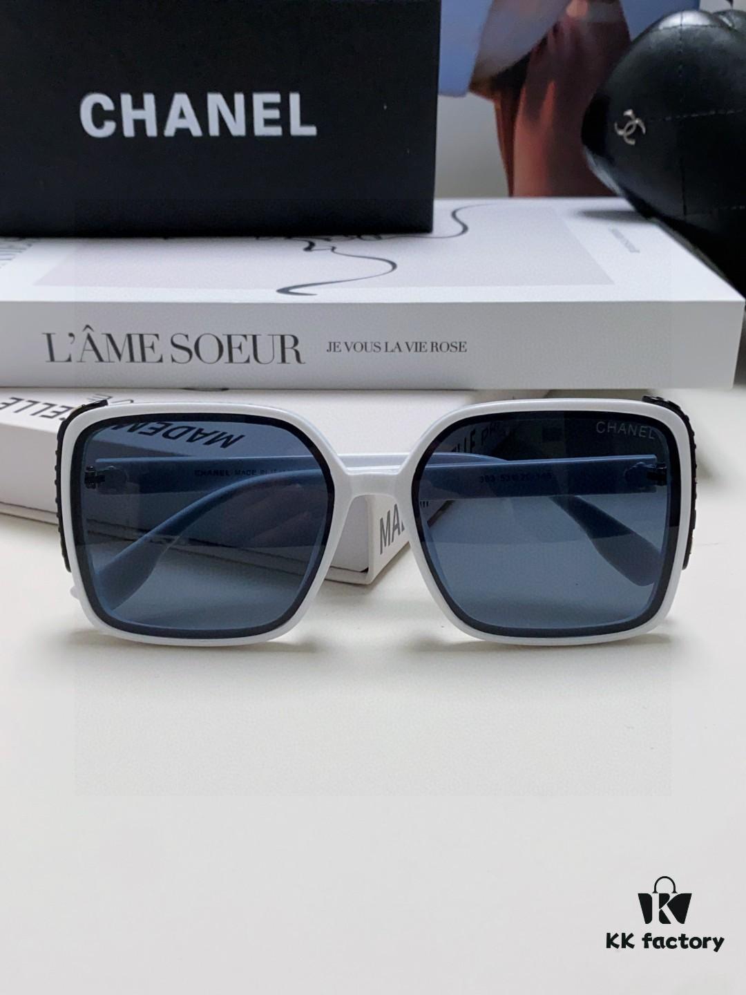 Chanel 2025 New Fashion Sunglasses for Women UV Protection Korean Style Trendy Square Frame Oversized Sun Glasses Summer Face Slimming