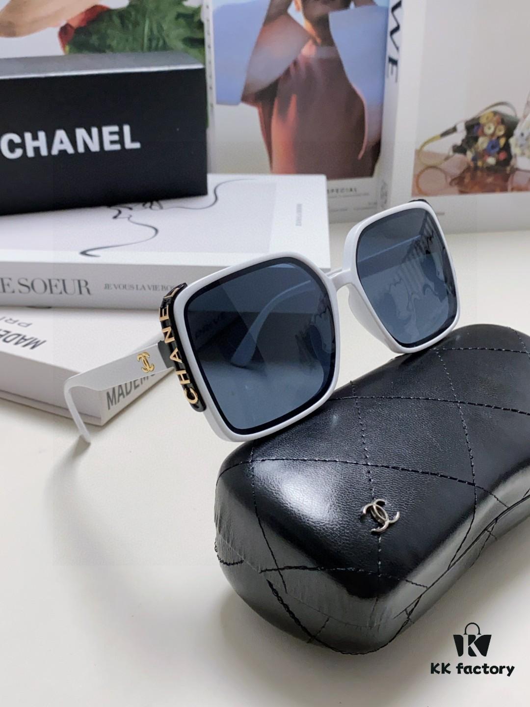 Chanel 2025 New Fashion Sunglasses for Women UV Protection Korean Style Trendy Square Frame Oversized Sun Glasses Summer Face Slimming