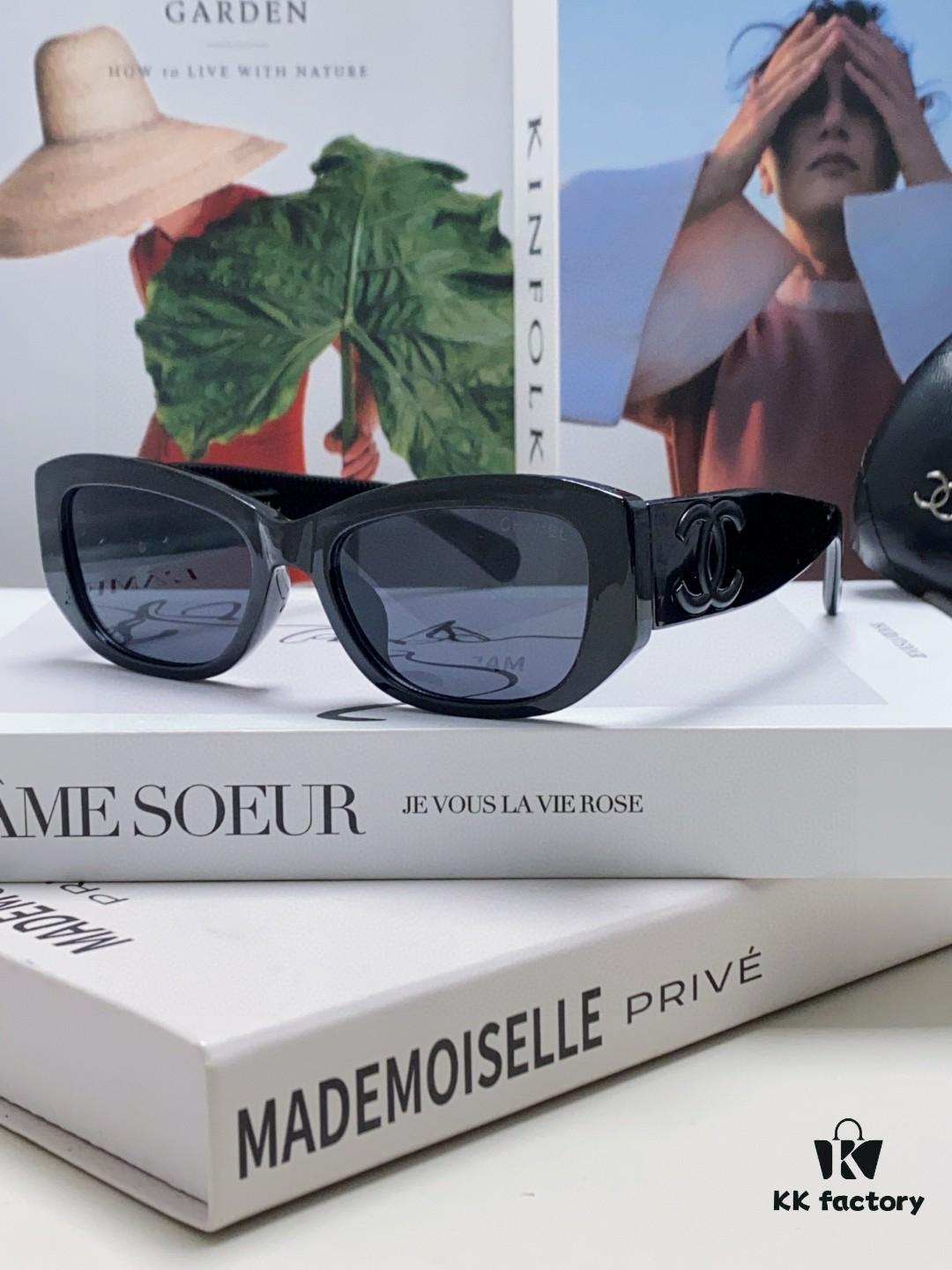 Chanel 2025 New Arrival ⭐ Xiaohongshu Popular Bestseller Double CH Interlocking Logo Sunglasses for Women, High-End Style