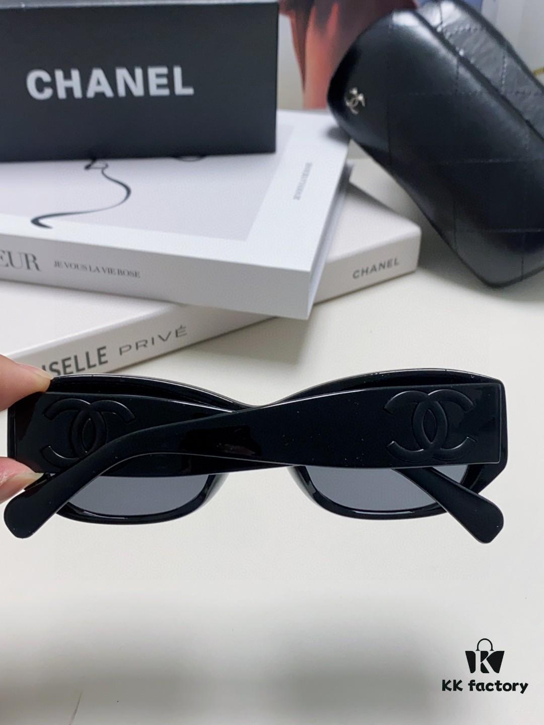 Chanel 2025 New Arrival ⭐ Xiaohongshu Popular Bestseller Double CH Interlocking Logo Sunglasses for Women, High-End Style