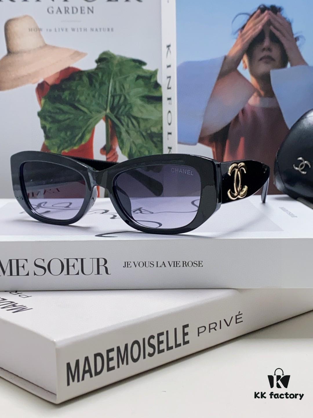 Chanel 2025 New Arrival ⭐ Xiaohongshu Popular Bestseller Double CH Interlocking Logo Sunglasses for Women, High-End Style Eyewear