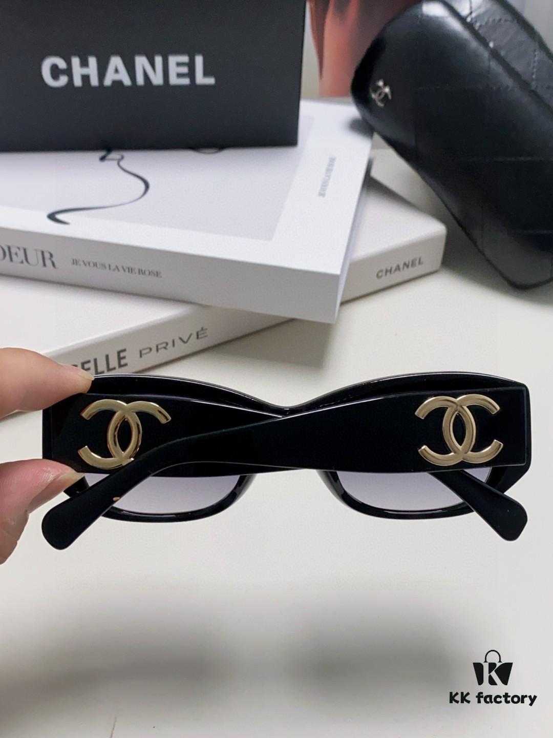 Chanel 2025 New Arrival ⭐ Xiaohongshu Popular Bestseller Double CH Interlocking Logo Sunglasses for Women, High-End Style Eyewear