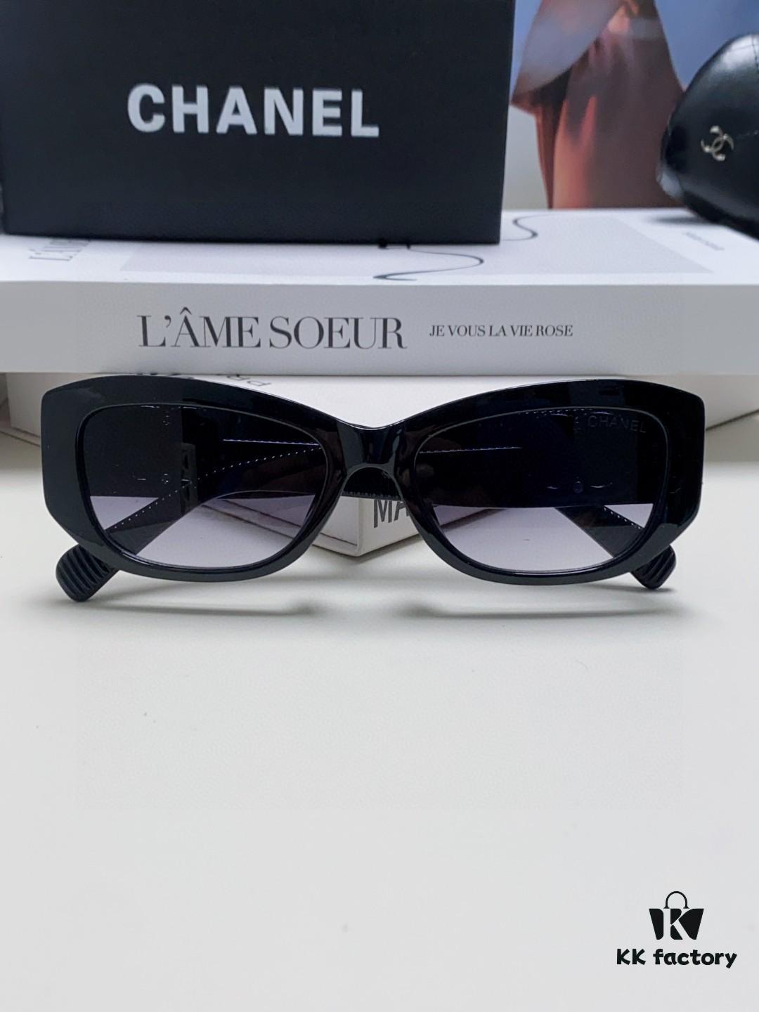 Chanel 2025 New Arrival ⭐ Xiaohongshu Popular Bestseller Double CH Interlocking Logo Sunglasses for Women, High-End Style Eyewear