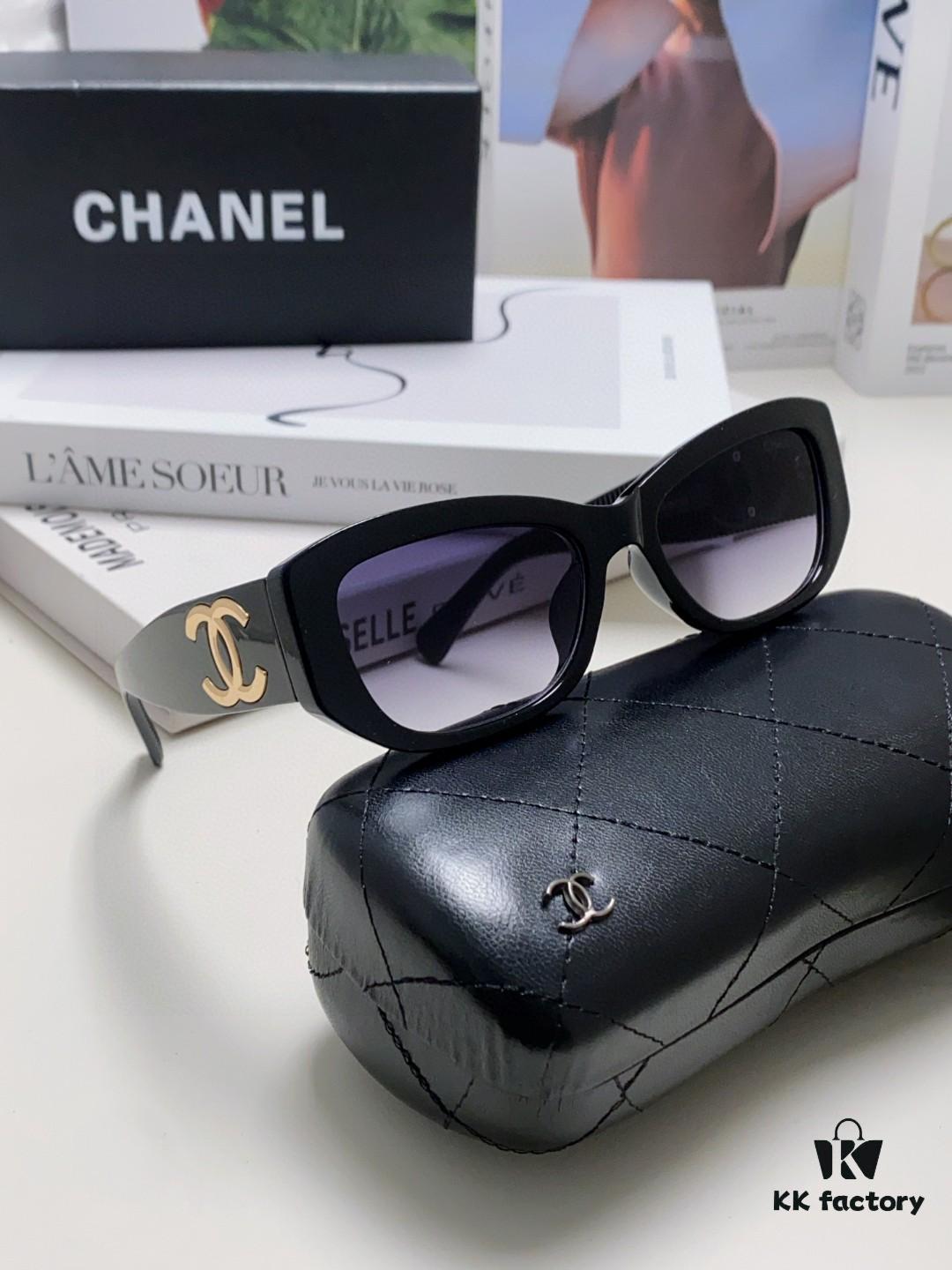 Chanel 2025 New Arrival ⭐ Xiaohongshu Popular Bestseller Double CH Interlocking Logo Sunglasses for Women, High-End Style Eyewear