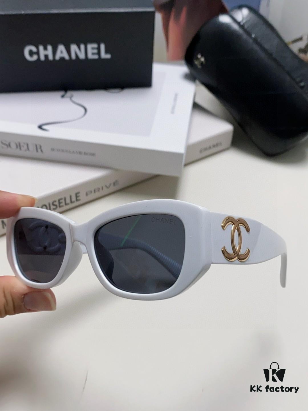 Chanel 2025 New Arrival ⭐ Xiaohongshu Popular Bestseller Double CH Interlocking Logo Sunglasses for Women, Premium Style