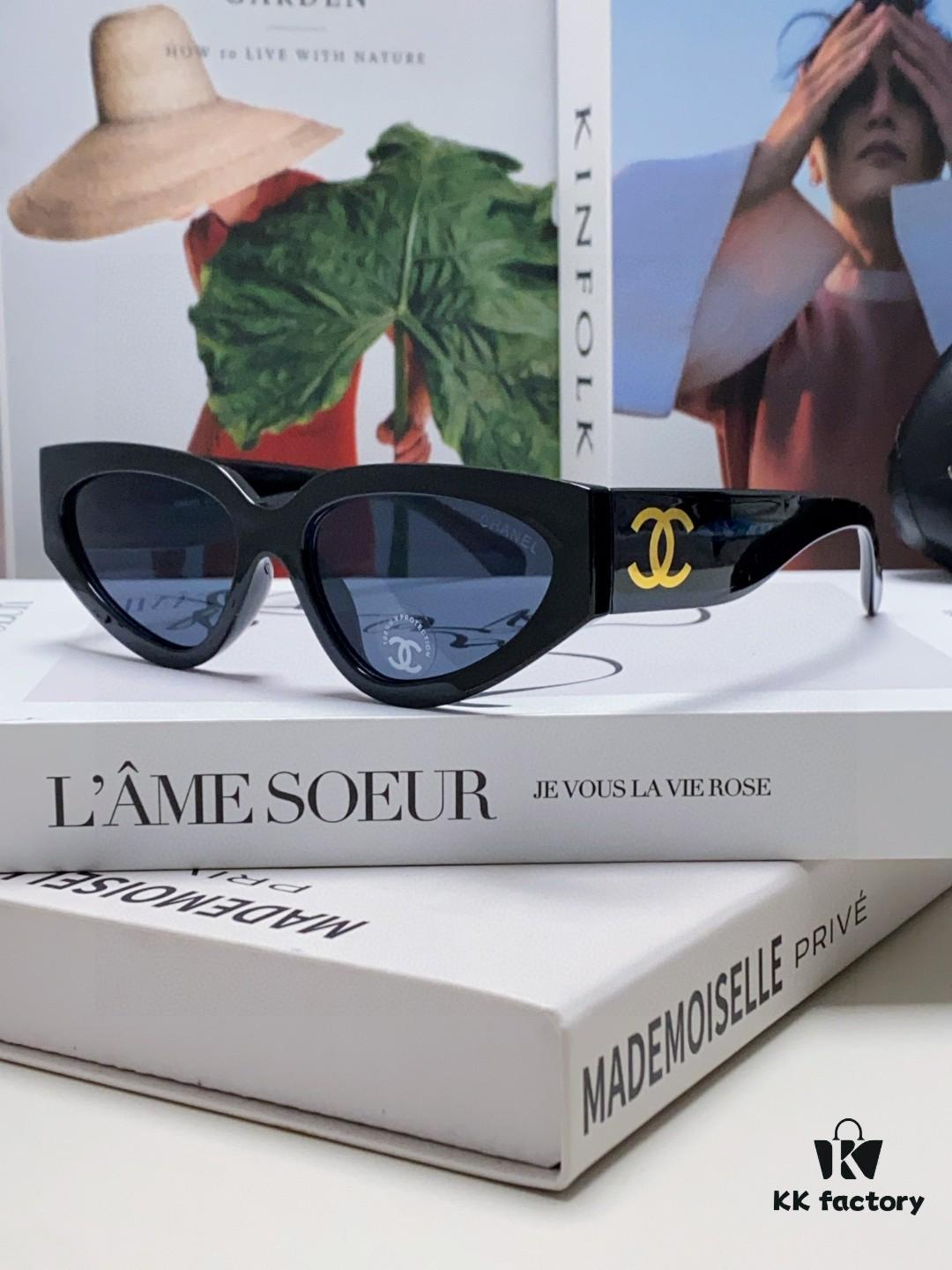 Chanel 2025 New European and American Cat-Eye Sunglasses for Women, Stylish French-Inspired Fashion Prescription Sunglasses with UV Protection