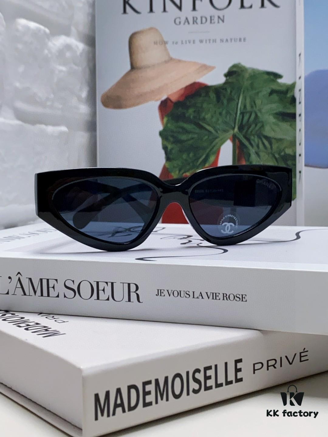 Chanel 2025 New European and American Cat-Eye Sunglasses for Women, Stylish French-Inspired Fashion Prescription Sunglasses with UV Protection