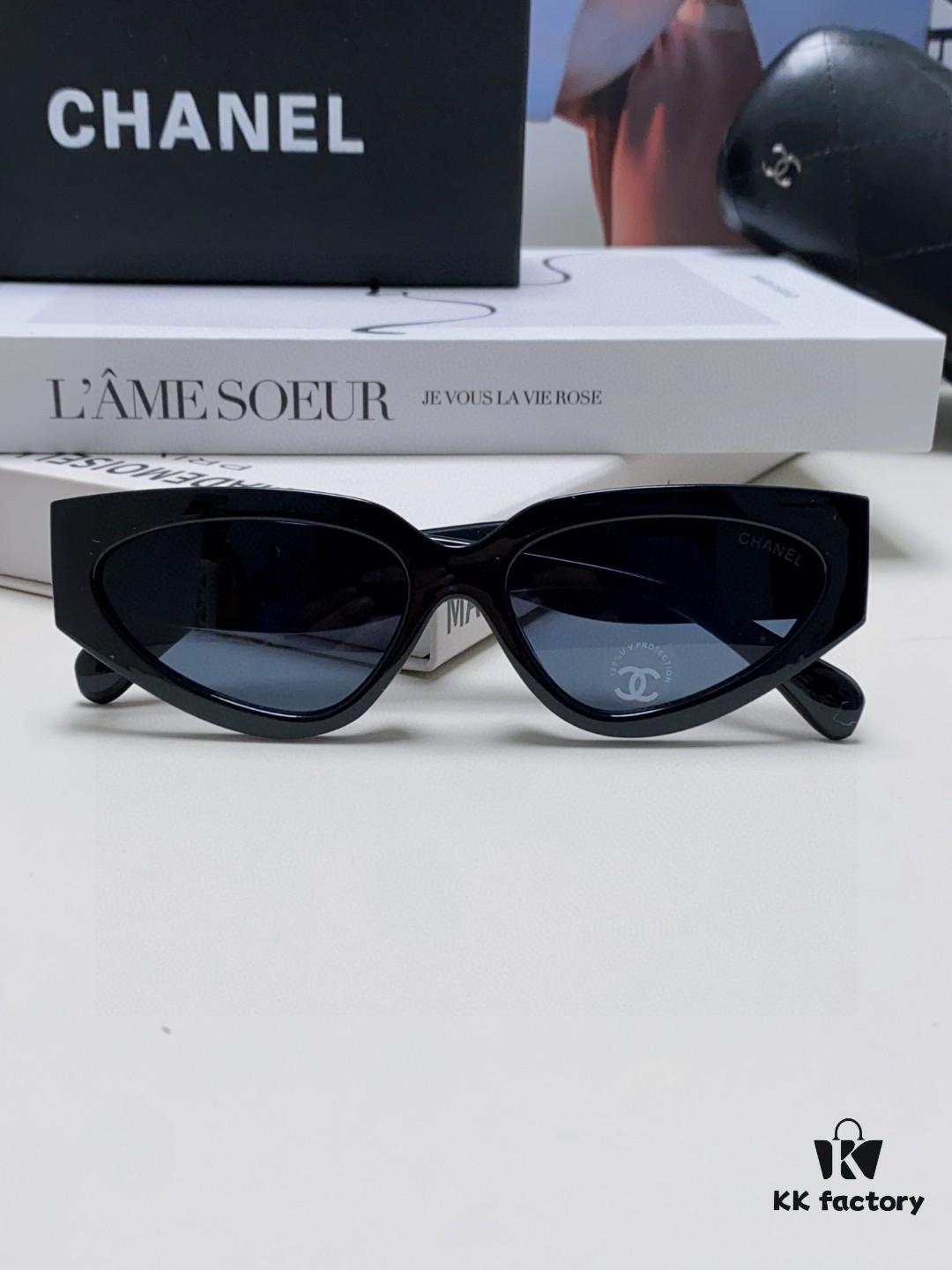 Chanel 2025 New European and American Cat-Eye Sunglasses for Women, Stylish French-Inspired Fashion Prescription Sunglasses with UV Protection