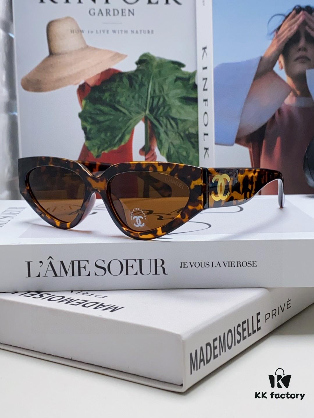 Chanel 2025 New Arrival European and American Cat-Eye Sunglasses for Women, Stylish French-Inspired Fashion Prescription Sun Glasses with UV Protection