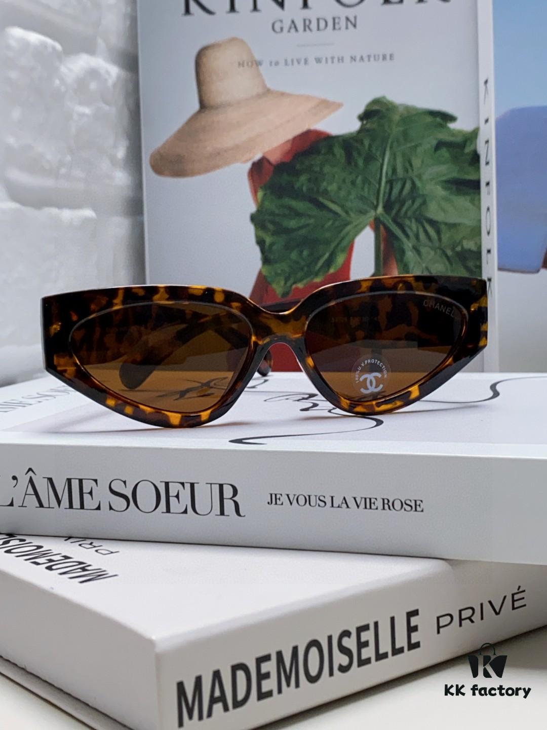 Chanel 2025 New Arrival European and American Cat-Eye Sunglasses for Women, Stylish French-Inspired Fashion Prescription Sun Glasses with UV Protection