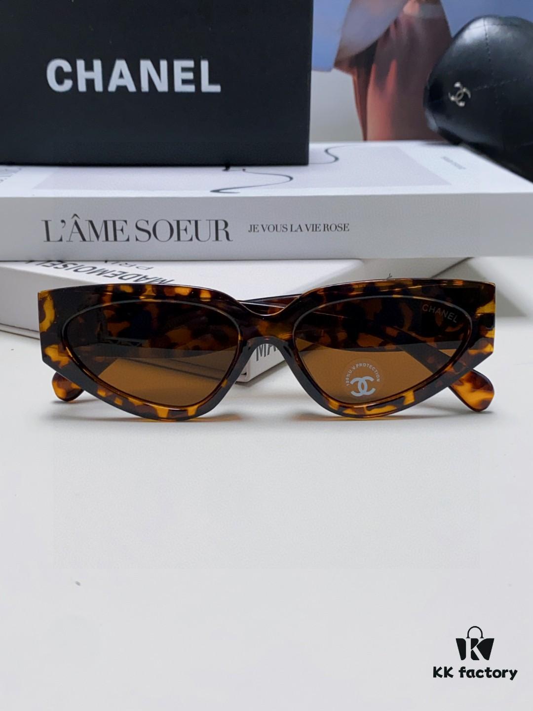 Chanel 2025 New Arrival European and American Cat-Eye Sunglasses for Women, Stylish French-Inspired Fashion Prescription Sun Glasses with UV Protection