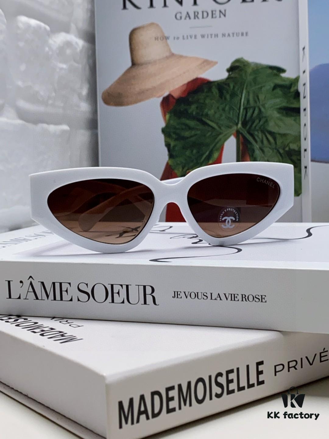 Chanel 2025 New Arrival European and American Cat-Eye Sunglasses for Women, Stylish French-Inspired Fashion Prescription Sun Glasses with UV Protection