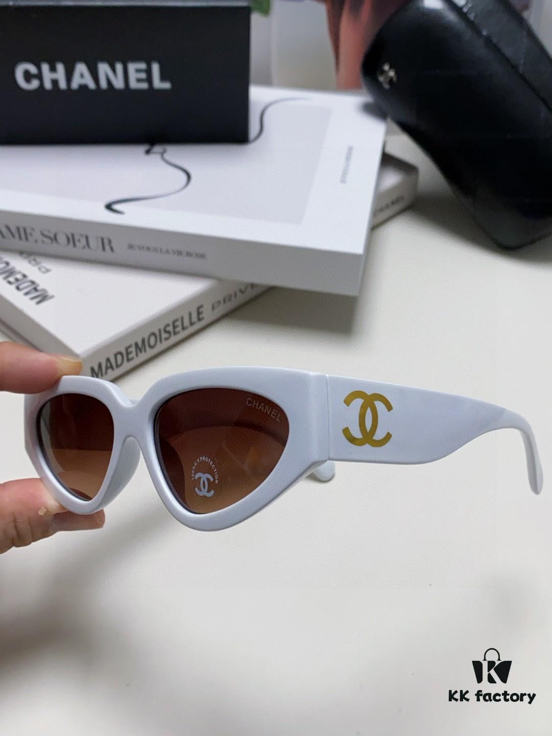 Chanel 2025 New Arrival European and American Cat-Eye Sunglasses for Women, Stylish French-Inspired Fashion Prescription Sun Glasses with UV Protection