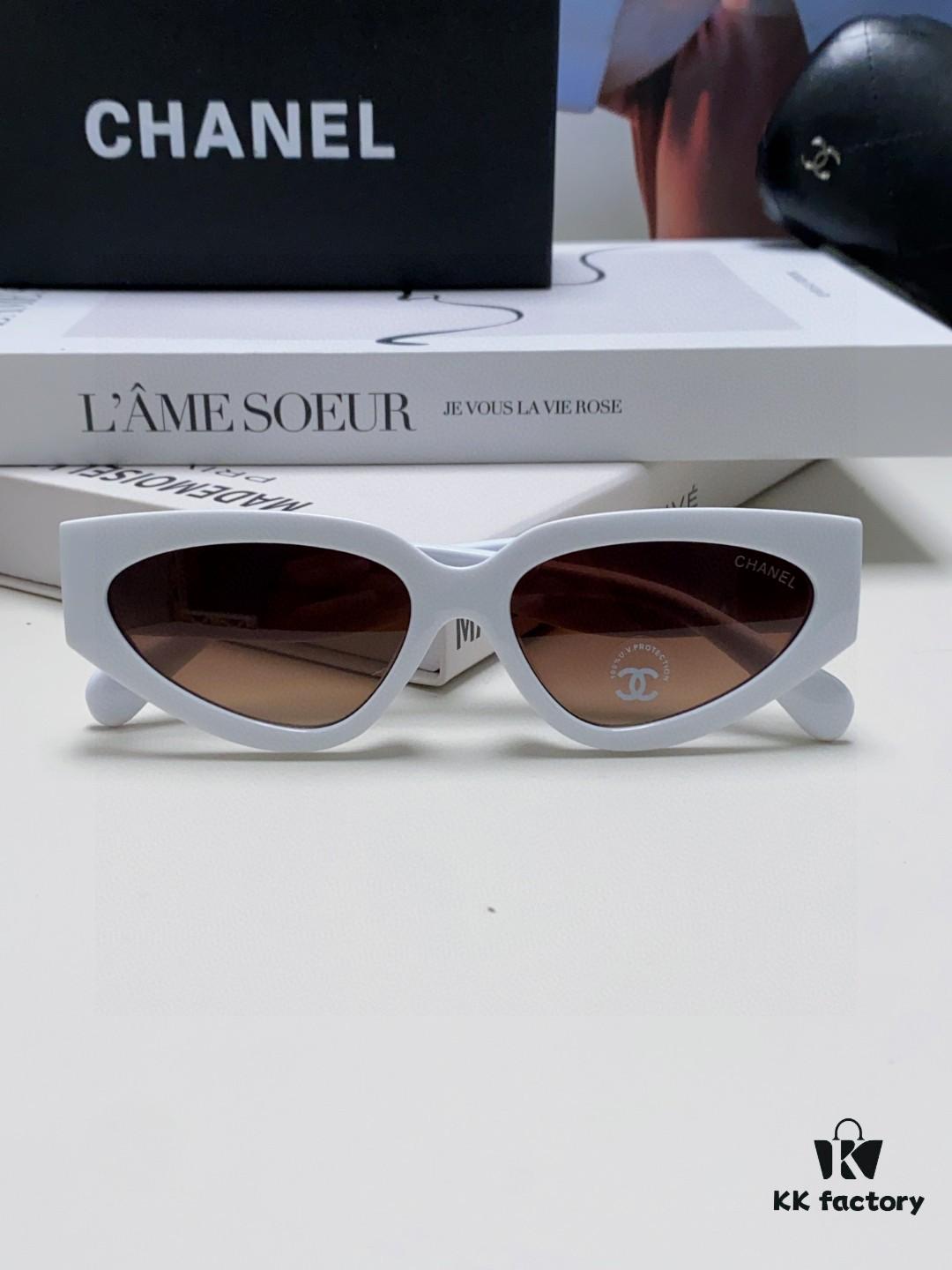 Chanel 2025 New Arrival European and American Cat-Eye Sunglasses for Women, Stylish French-Inspired Fashion Prescription Sun Glasses with UV Protection