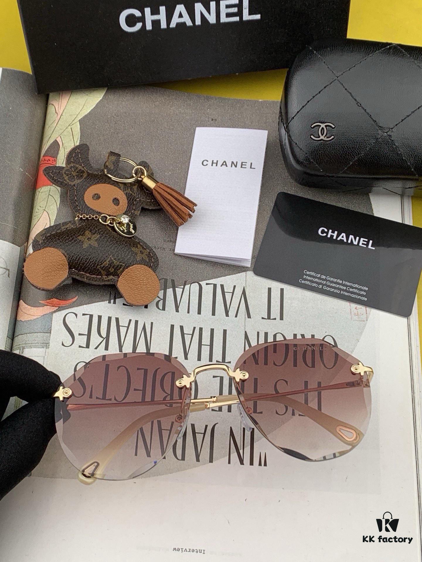 CHANE Chanel Volcano Umbrella Fashion Frameless Sunglasses Lens, Top Luxury High Quality Women's Driving Sunglasses