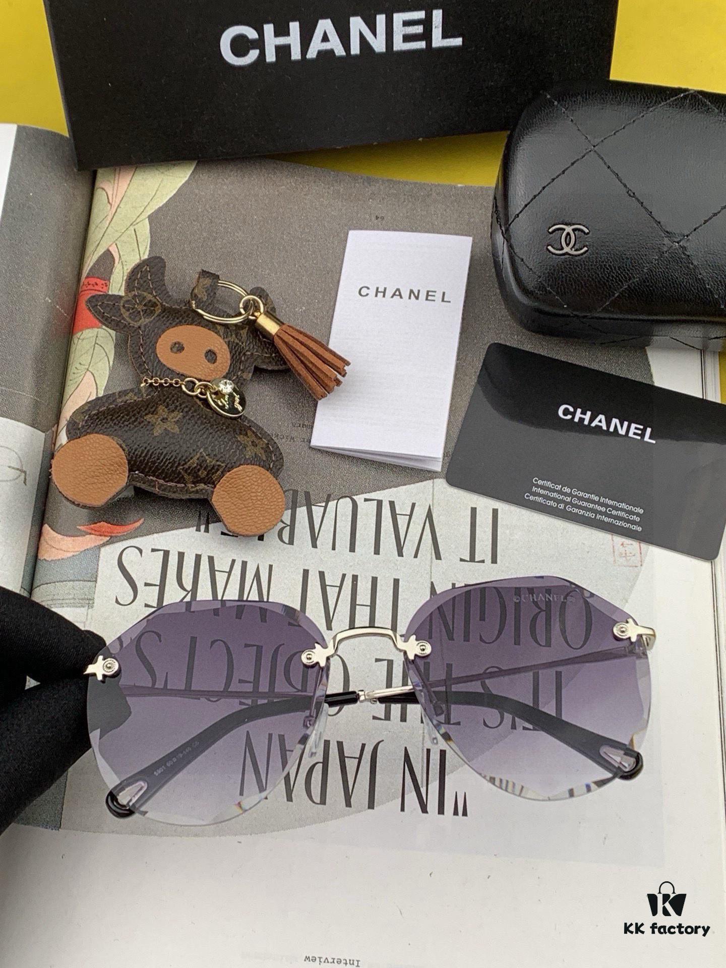 CHANE Chanel Volcano Umbrella Fashion Frameless Sunglasses Lens, Top Luxury High Quality Women's Driving Sunglasses