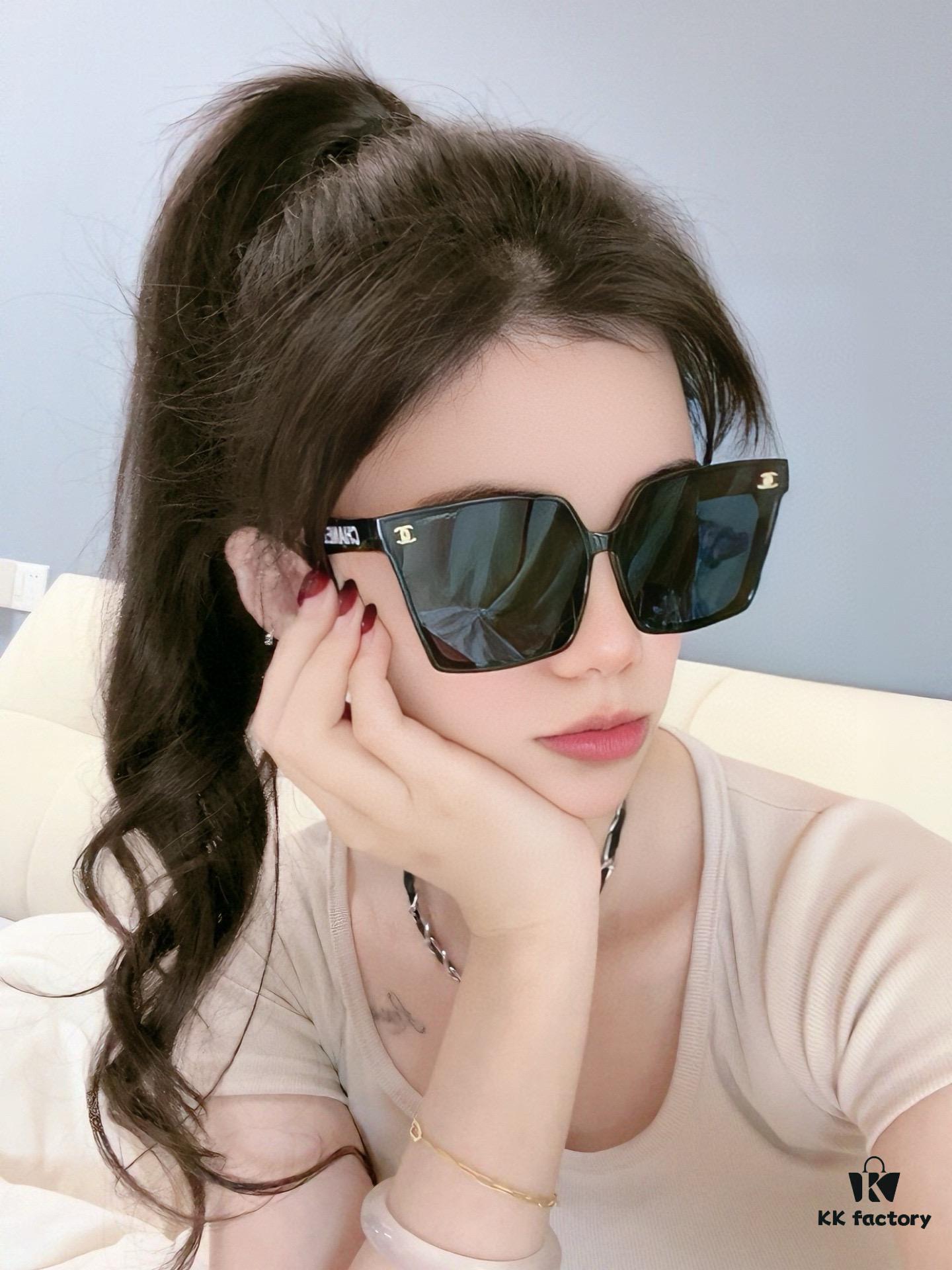 Chanel Oversized Square Sunglasses, Classic Frame Design, Universal Fit for All Face Shapes, Stylish Look with Coats or Dresses, UV Protection