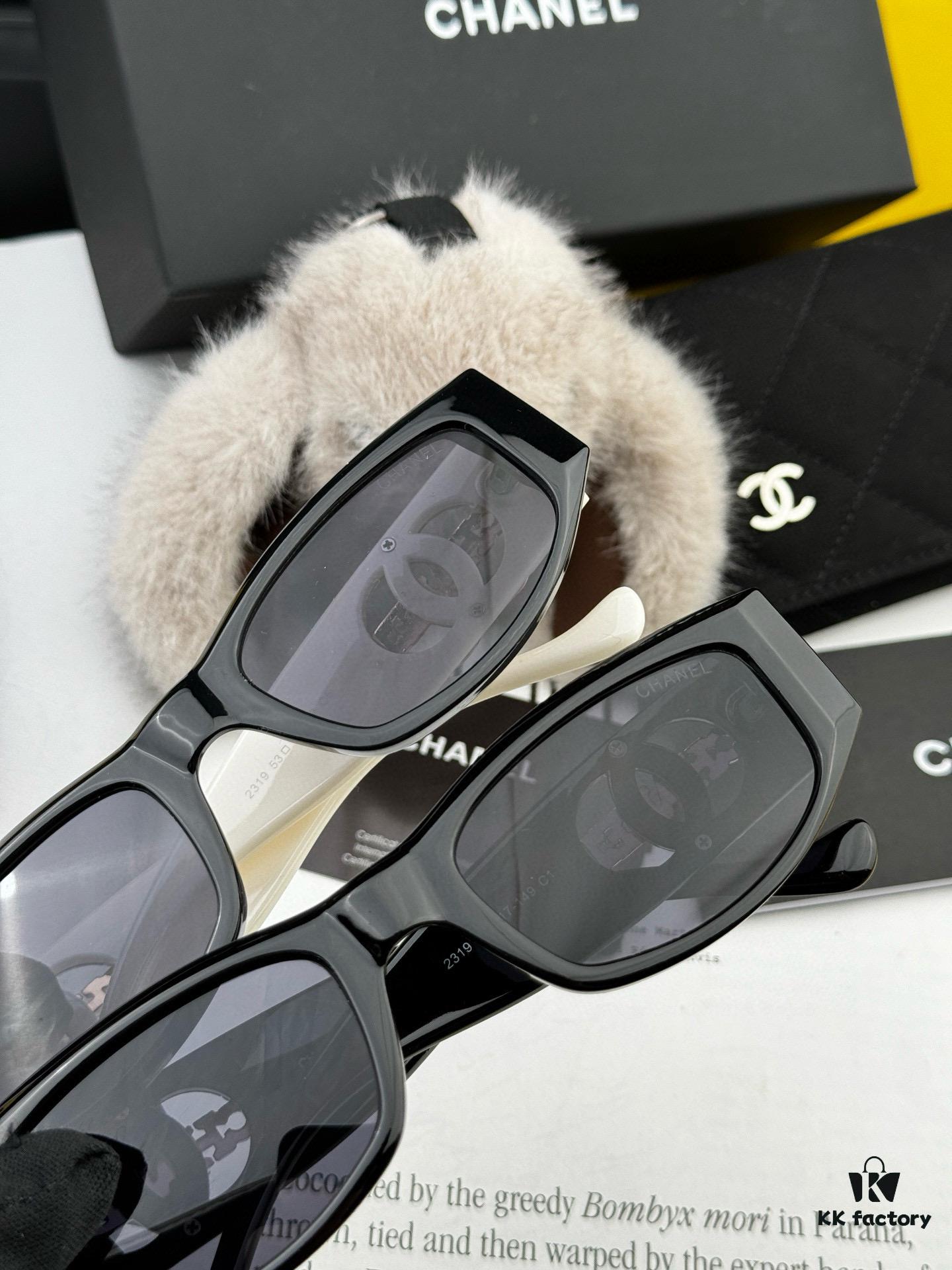 Chanel Oversized Square Sunglasses Classic Frame Design, Universal Fit for All Face Shapes, Polarized UV-Protective Lenses, Suitable with Coats or Dresses, Stylish and Elegant - Model: CH9231