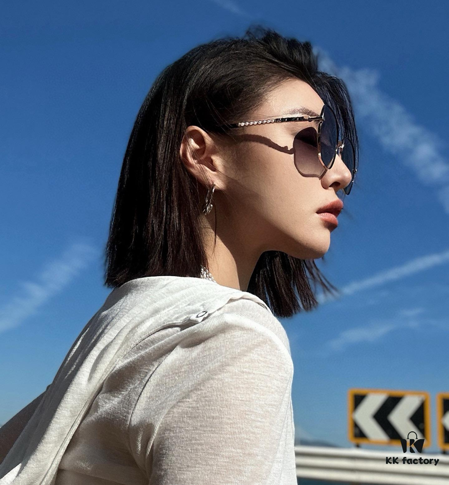 New CHANEL Chanel Sunglasses with Square Frame and Classic Pearl Accents