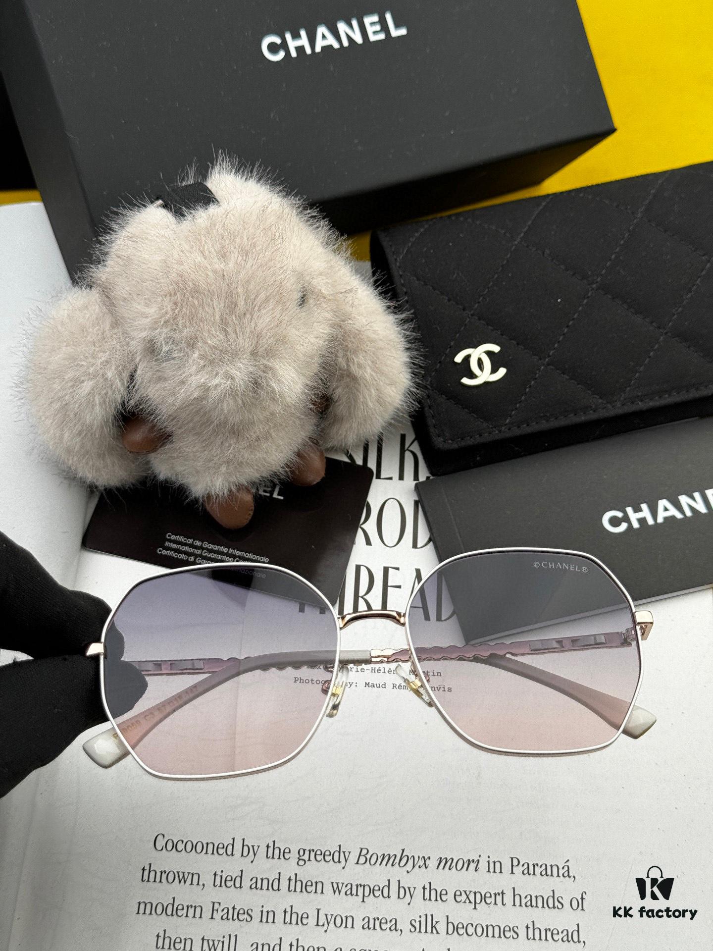 New CHANEL Chanel Sunglasses with Square Frame and Classic Pearl Accents