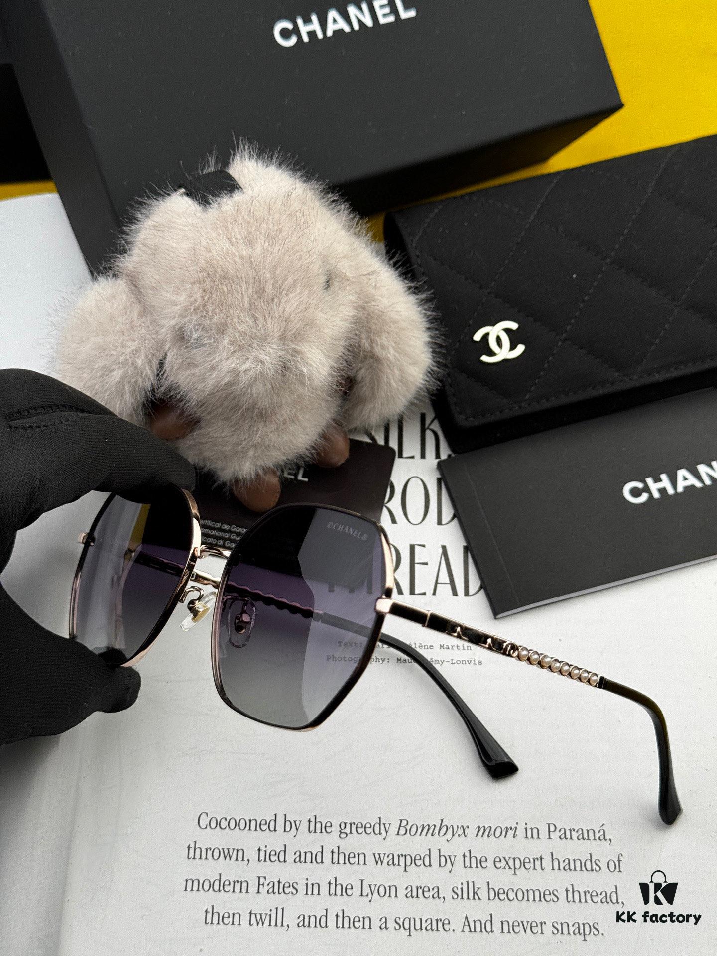 New CHANEL Chanel Sunglasses with Square Frame and Classic Pearl Accents