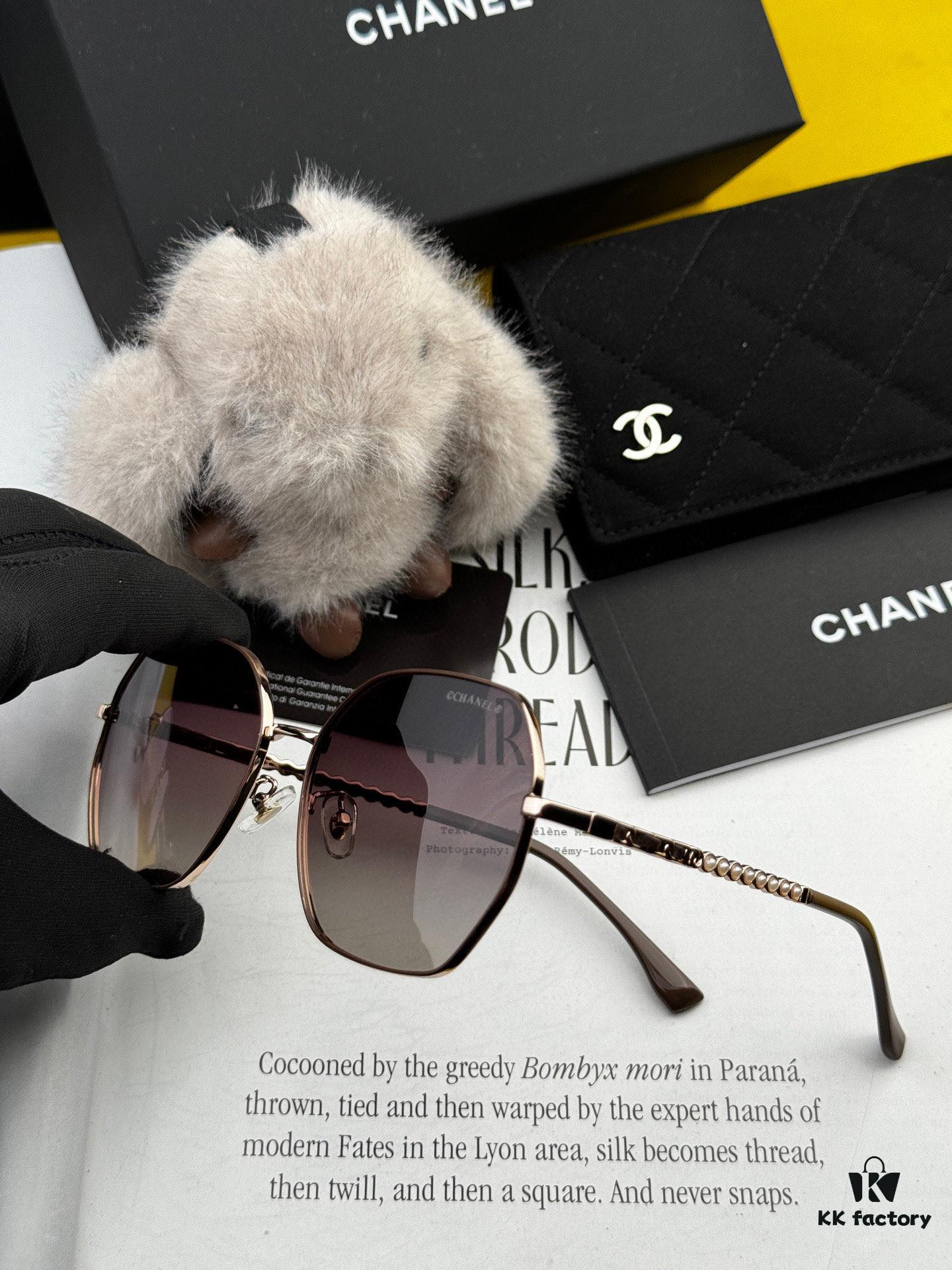 New CHANEL Chanel Sunglasses with Square Frame and Classic Pearl Accents