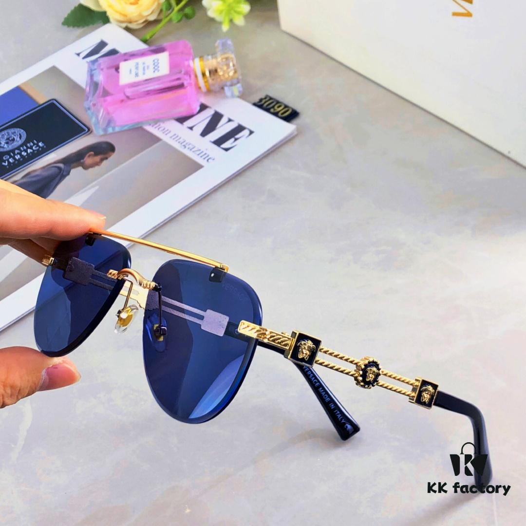 Versac* European and American Fashion Metal Instagram Style Luxury Pilot Sunglasses UV Protection Driving Frog-eye Sunglasses Eyewear Sunglasses Sun Glasses