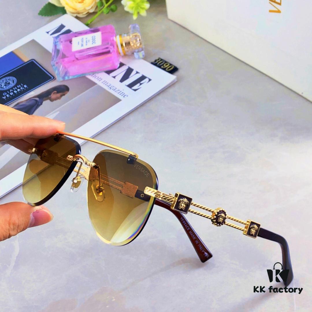 Versac* European and American Fashion Metal Instagram Style Luxury Pilot Sunglasses UV Protection Driving Frog-eye Sunglasses Eyewear Sunglasses Sun Glasses