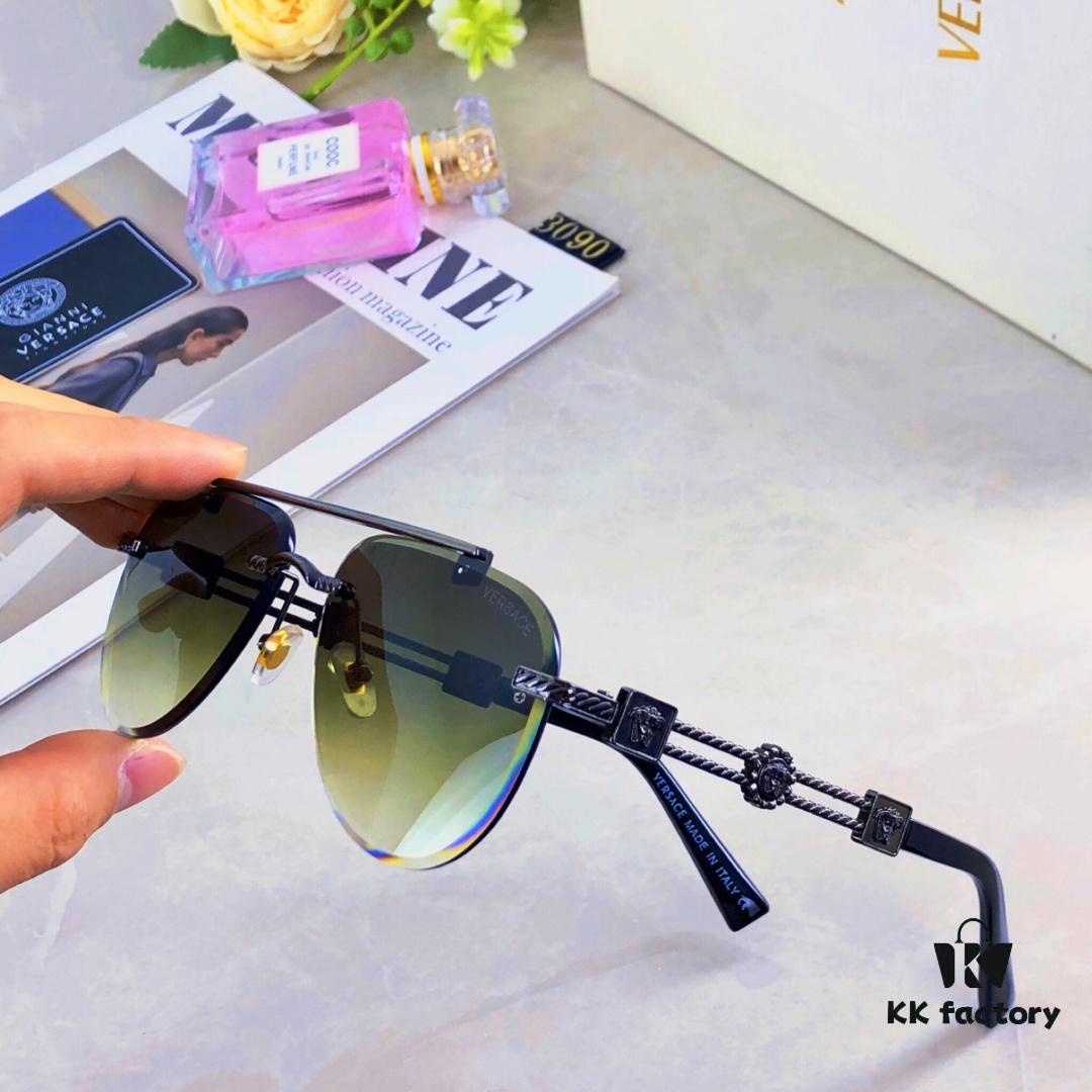 Versac* European and American Fashion Metal Instagram Style Luxury Pilot Sunglasses UV Protection Driving Frog-eye Sunglasses Eyewear Sunglasses Sun Glasses
