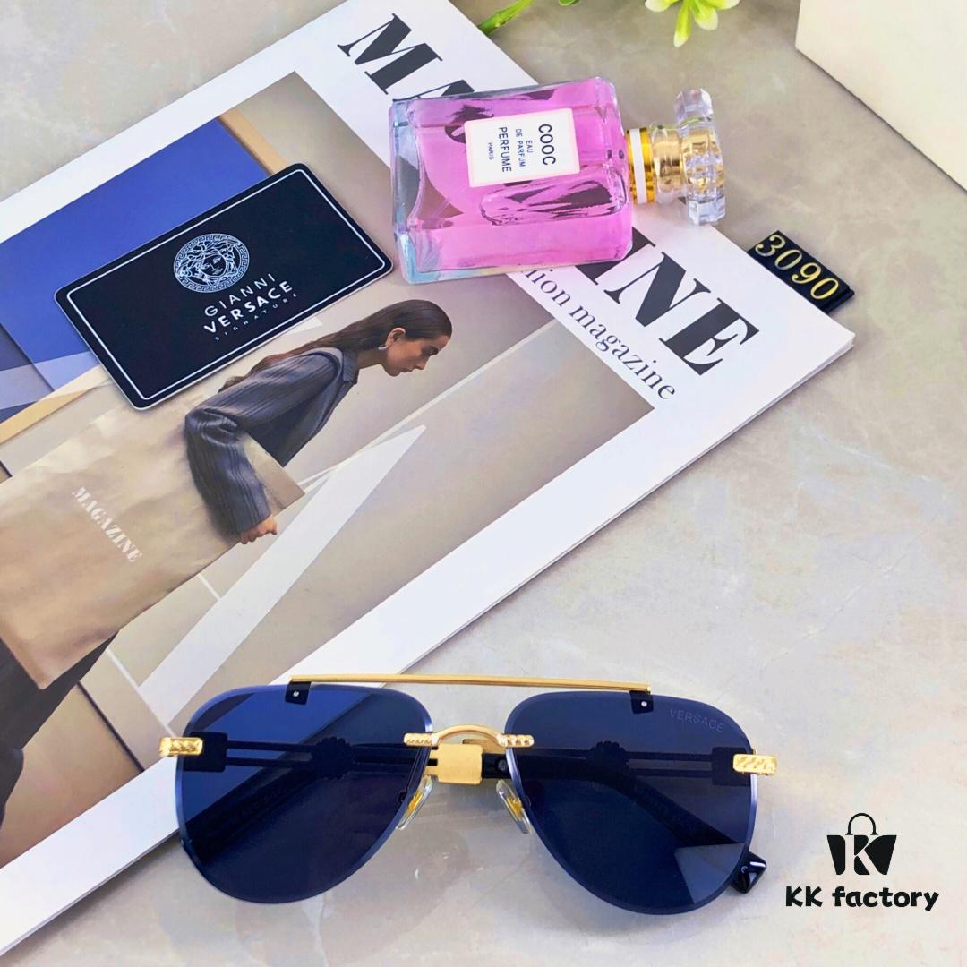 Versac* European and American Fashion Metal Instagram Style Luxury Pilot Sunglasses UV Protection Driving Frog-eye Sunglasses Eyewear Sunglasses Sun Glasses