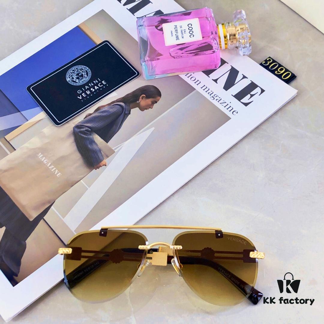 Versac* European and American Fashion Metal Instagram Style Luxury Pilot Sunglasses UV Protection Driving Frog-eye Sunglasses Eyewear Sunglasses Sun Glasses