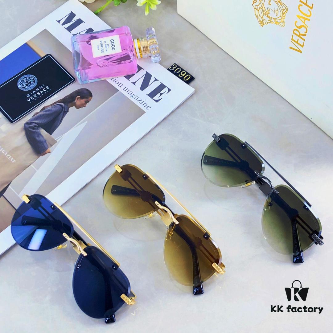 Versac* European and American Fashion Metal Instagram Style Luxury Pilot Sunglasses UV Protection Driving Frog-eye Sunglasses Eyewear Sunglasses Sun Glasses