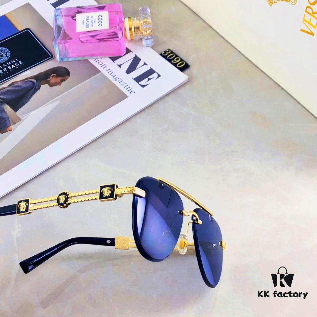 Versac* European and American Fashion Metal Instagram Style Luxury Pilot Sunglasses UV Protection Driving Frog-eye Sunglasses Eyewear Sunglasses Sun Glasses