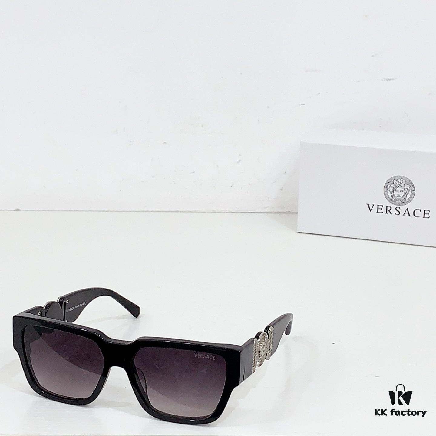 100 VERSACE New Arrival Sunglasses Official Website Synchronized Original Version One-to-One VE4483D, SIZE: 55-17-145, Golden Metal Plating, Temple Arms with Metal Logo Perfectly Combined with Medusa Head, Highlighting Brand Charm, Visible Quality Eyewear Sunglasses