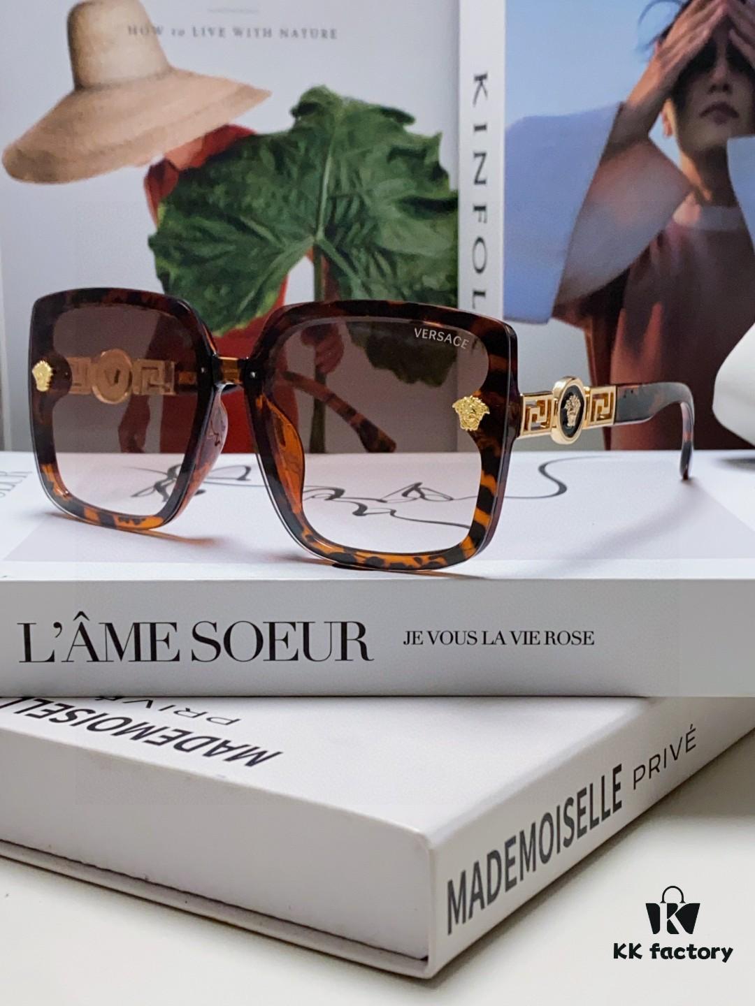 VERSACE 2025 New Arrival Sunglasses for Women, Fashionable Retro Trendy Polarized UV-Protective Sun Glasses, Flattering Face-Framing Design